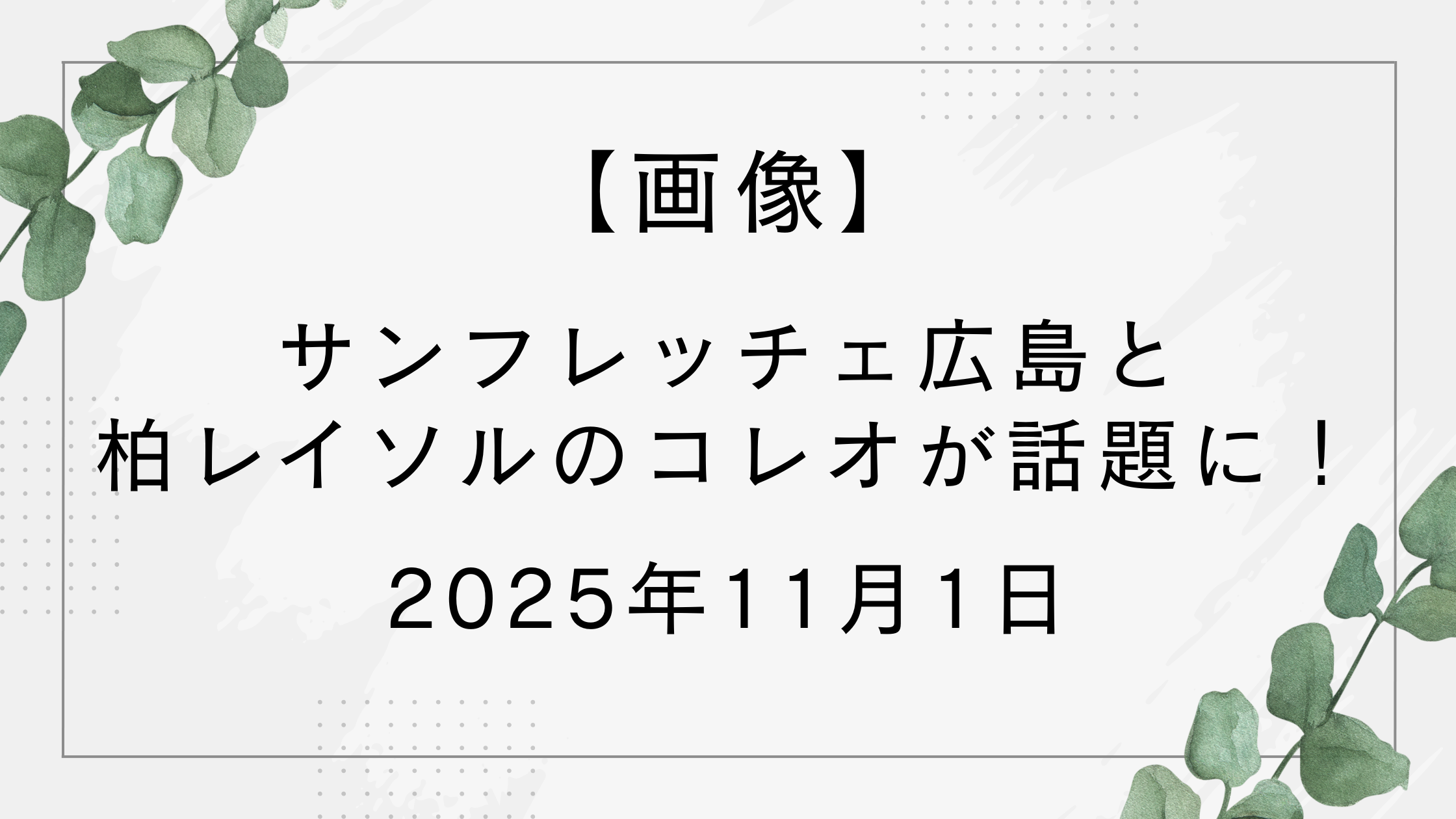【画像】サンフレッチェ広島と柏レイソルのコレオが綺麗と話題に！【2025年11月1日】