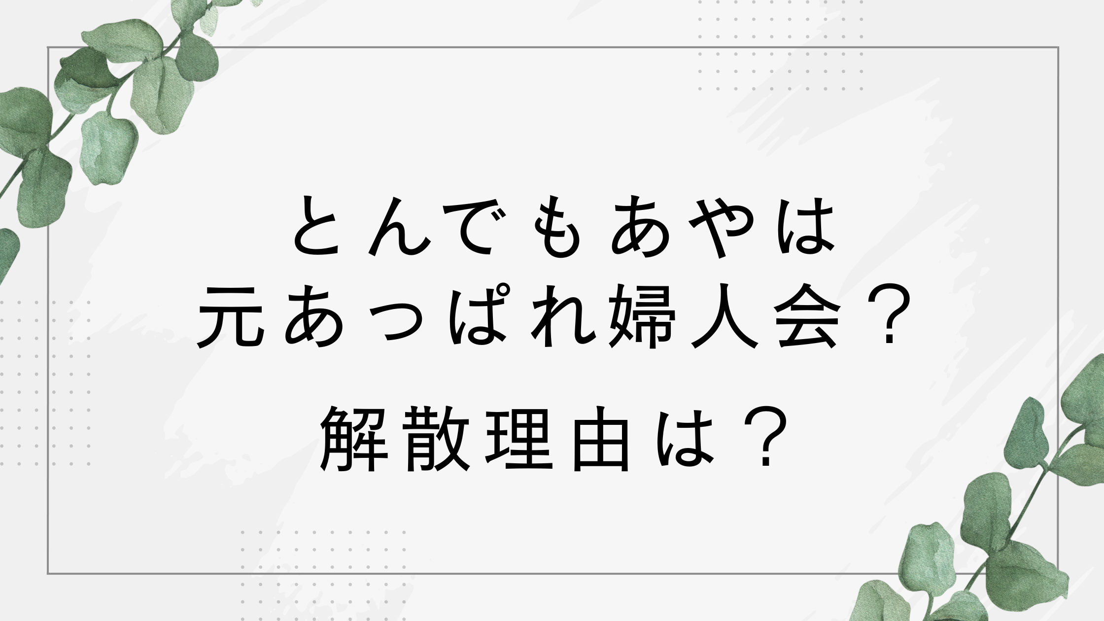 とんでもあやは元あっぱれ婦人会?解散理由は?トリオ時代の動画はある?【THE W】