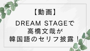 【動画】高橋文哉の韓国語は上手い？下手？2026年ドラマDREAM STAGEで話題！