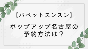 【パペットスンスン】ポップアップ名古屋の予約方法は？抽選はいつまで？【2026】
