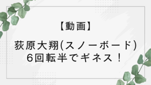 【動画】荻原大翔(スノーボード)6回転半でギネス！【バックサイド2340メロン】