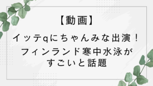 【動画】イッテqにちゃんみなが出演！フィンランド寒中水泳がすごいと話題に！