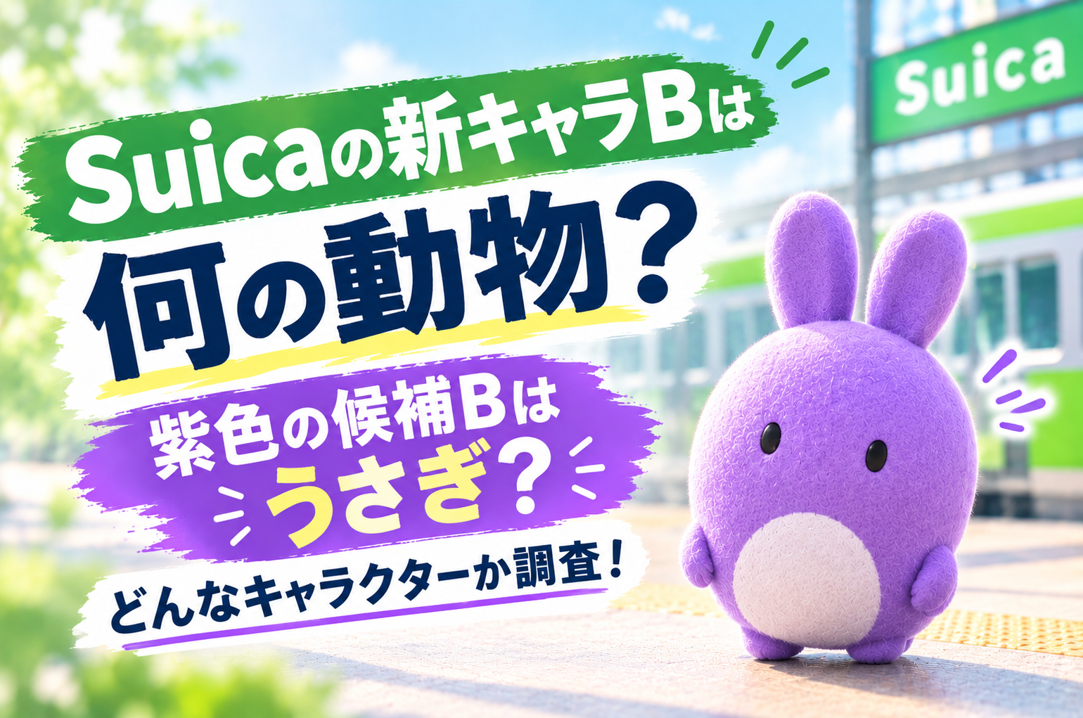 Suicaの新キャラBは何の動物?紫色の候補Bはうさぎ?どんなキャラクターか調査!